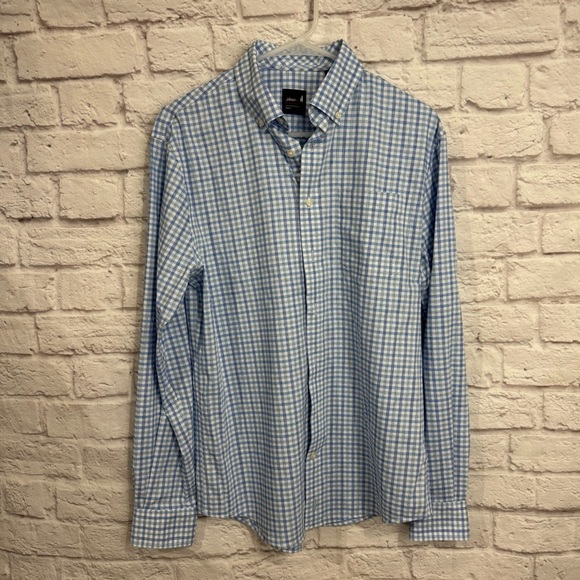 JOHNNIE-O RYLEN PERFORMANCE BUTTON UP SHIRT MENS SMALL BLUE checkered
